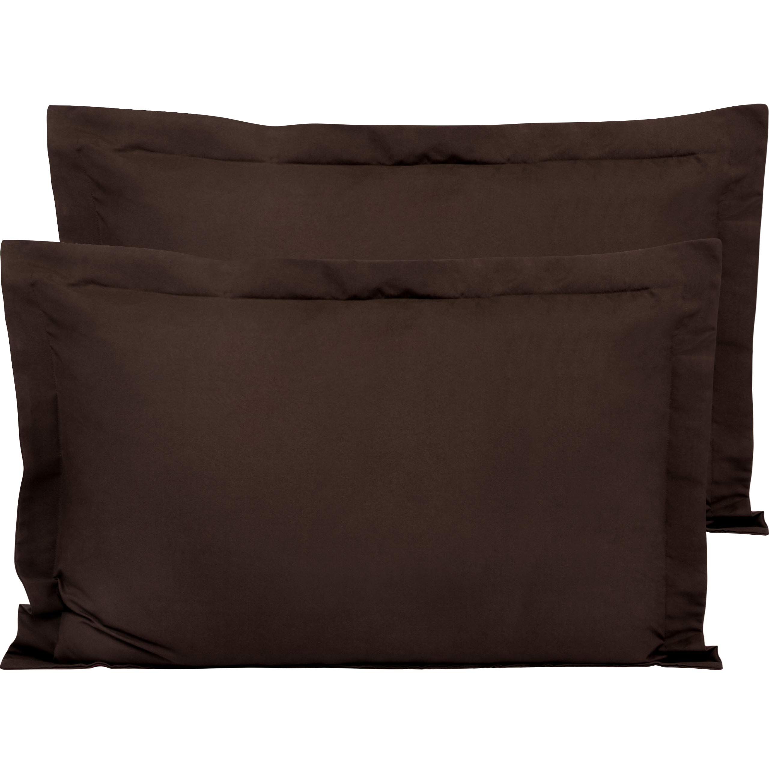 FLXXIE 2 Pack 100% Brushed Microfiber 1800 Oxford Pillowcases, Stain Fade and Wrinkle Resistant, Soft and Cozy King Oxford Pillow Cases | Hotel Quality Pillow Shams, Dark Brown, 50x90 cm โ image 1