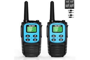 MaxTalker Walkie Talkies Long Range for Adult, MT10 Rechargeable Walkie Talkies FRS Two Way Radio, NOAA, 1200mAh Li-ion Battery USB-C Cable, LED Flashlight,VOX Walkie Talkie for Camping 2Pack (Blue)