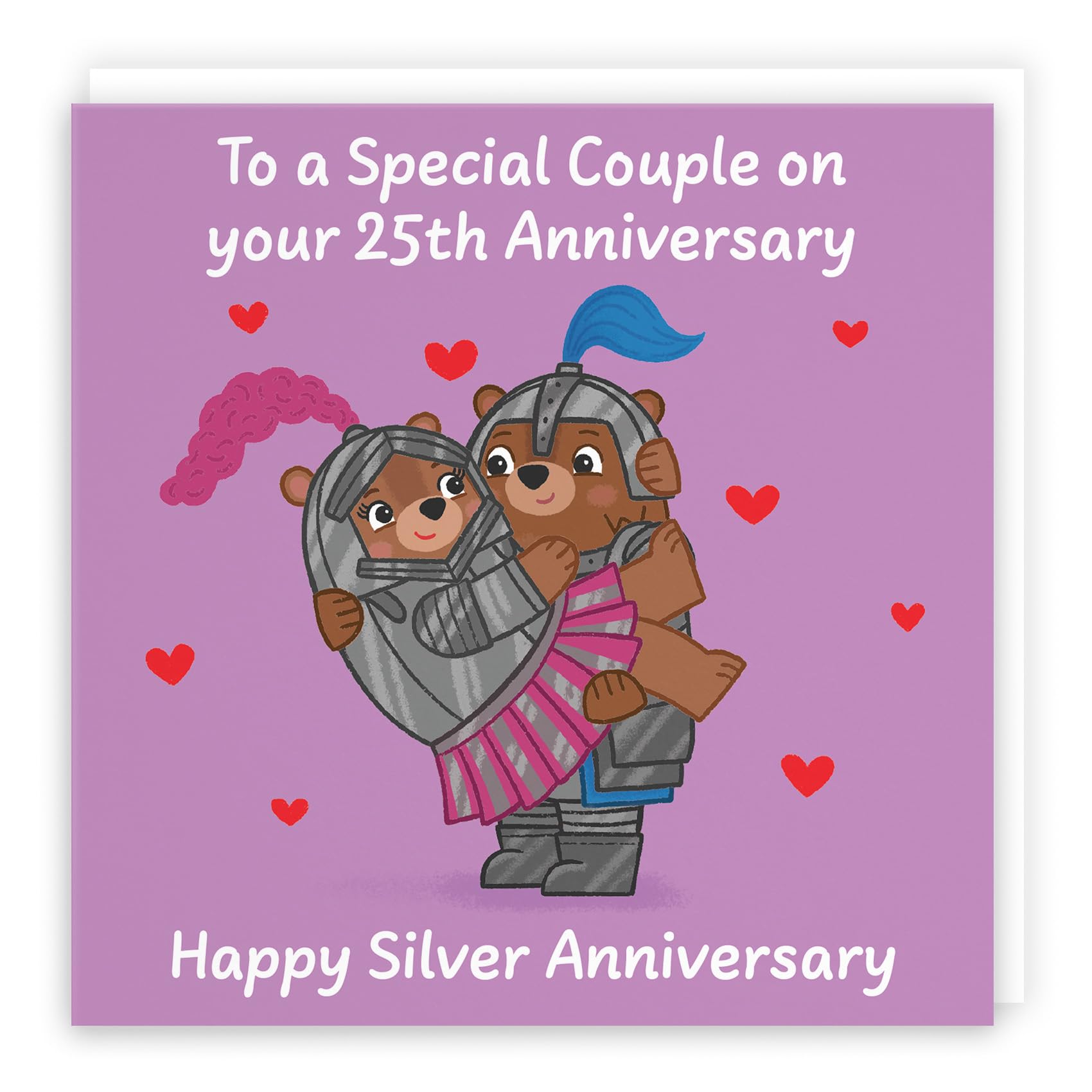 Hunts England - Couple 25th Anniversary Card - Silver Anniversary - 25 Years - Cute Fun Bears Card - Love Story Collection