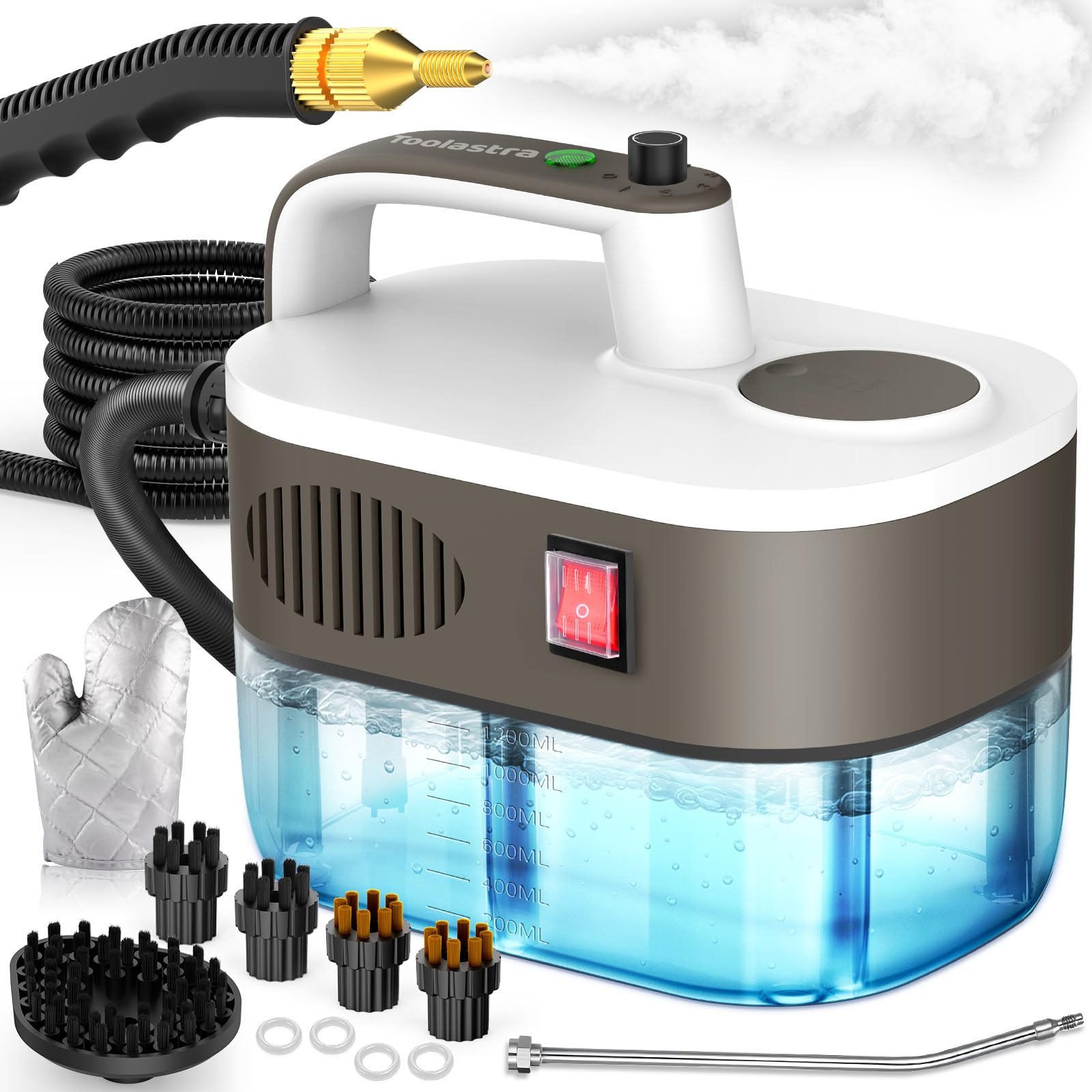 Photo 1 of Steam Cleaner, 10s Rapid Heating Steamer with 6 Levels, 1.2L Water Tank, Portable Powerful Steamer for Cleaning without chemicals, Handheld Steam Cleaner for Home, Car, Grout, Tile, Floor, Dirt