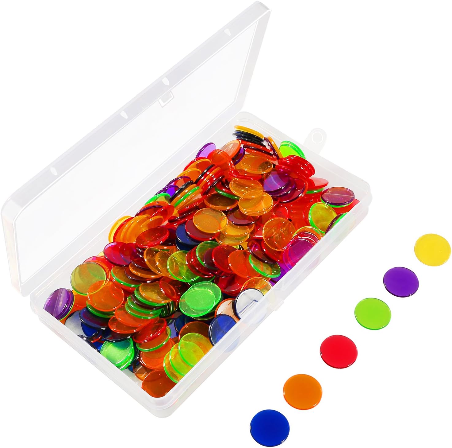 Keriber 204 Pieces Bingo Chips Transparent Color Counters Counting Plastic Markers with Storage Bag