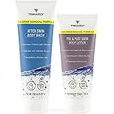 TRIHARD Chlorine Removal Body Wash and Lotion Set, Protects and Hydrates Sensitive Skin from Pool and Ocean, Pool Essentials for Pre and Post Swim Chlorine Skin Protection