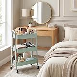DoeWorks Storage Trolley on Wheels 3-Tier Teal Metal Cart 70cm 15kg per tier view 5