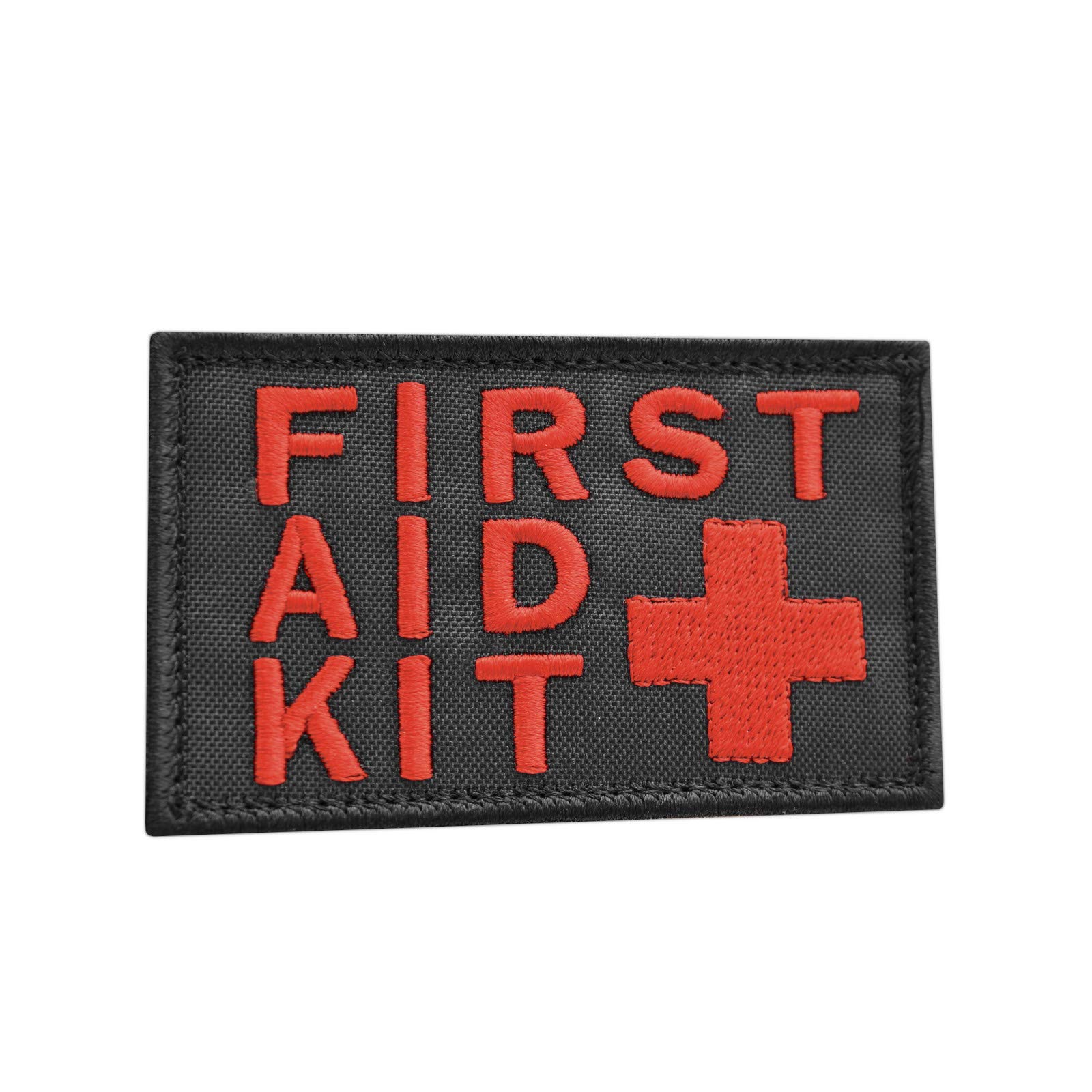 First Aid Kit 2x3.25 Red/Black IFAK Medic MED Trauma Paramedic Morale Hook Patch
