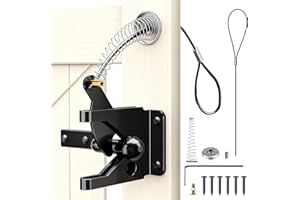 Automatic Self Locking Gate Latch, Heavy Duty Automatic Gate Latch with Gate Latch Cable Pull for Wooden Fence Post Mount, Ha