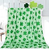 FYSUIMU St. Patrick's Day Throw Blanket Green Shamrock Fuzzy Blanket Irish Clover Decorative Soft Cozy Flannel Blanket for Home Bed Sofa Couch Chair, 50 x 60 Inch