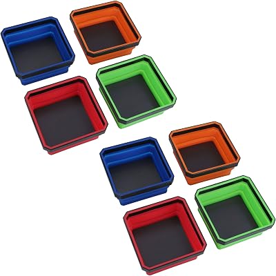 AB Tools Collapsible Magnetic Parts Tray Dish Bowl Storage Multicoloured Nuts