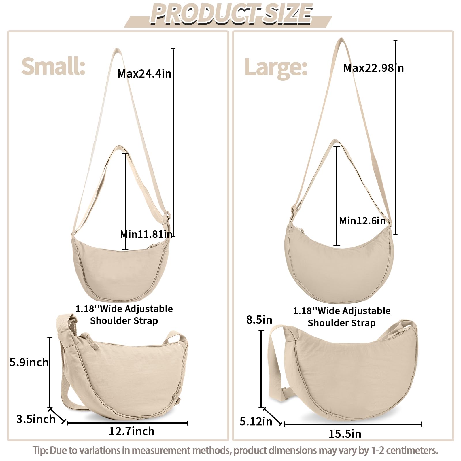 Nylon Crescent Crossbody Bag for Women Purses Trendy Men,Small Travel Sling Bag Hobo