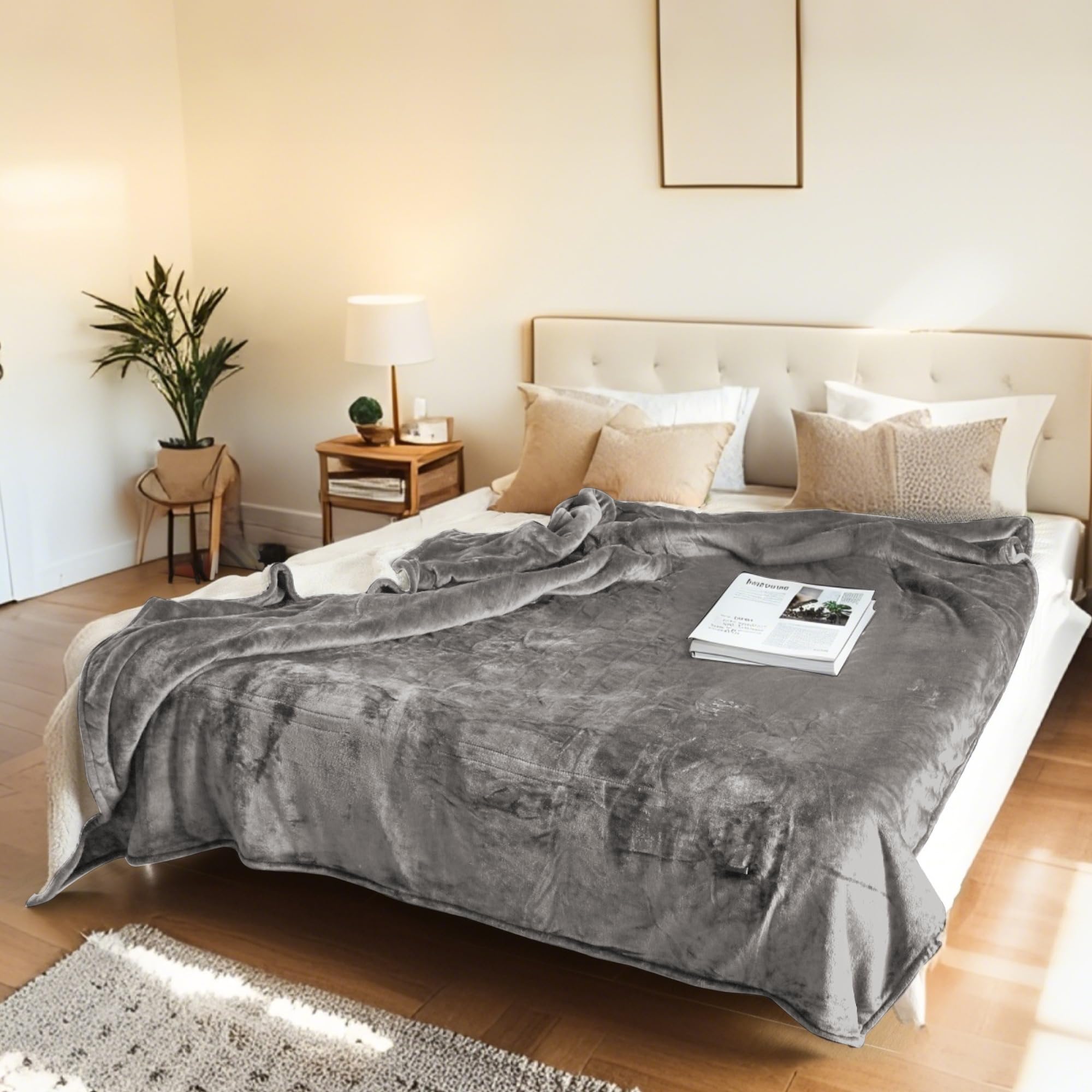 Photo 1 of *MINOR DAMAGE - USED*
Electric Heated Blanket 72"x84" Full Size - Flannel & Sherpa Fabric Dual-Sided, 6 Heat Settings & 1-10 Hours Auto Off, Soft & Cozy Warming Throw for Home, Office, or Bed, Machine Washable, Light Gray