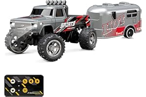 Mini RC Off-Road Truck with Lights, 1/64 Scale Rc Monster Truck, 2.4 Ghz, 3-Speed Speed/Steering Adjustable & Rechargeable (G