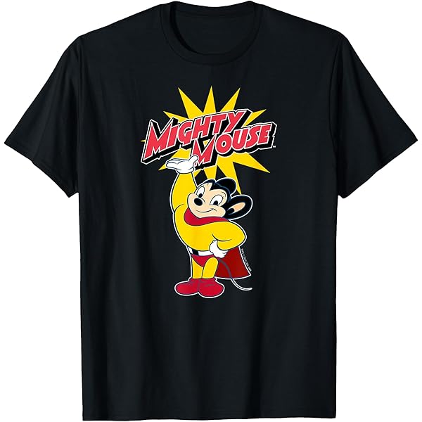 El Mighty Mouse Clásico Héroe Mens Camisa Manga Corta Negra (XX