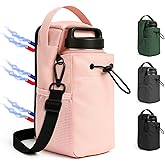 Magnetic Fitness water Bottle Bag, Safety Lockable Zipper Buckle, Convenient For Travel And Adjustable Belt, Large-Capacity Fitness Water Cup Sleeve, Portable Crossbody Bag (PINK)