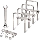 ZYUAROM 4 Pcs M8 Square U Bolts 2-1/2 Inch Wide, 5/16" x 2-1/2"W x 4" L | 304 Stainless U Bolt Heavy Duty with Nuts,Bolt Plate and Washers,Square U Bolts 2.5 Inch Wide,Metric bolts