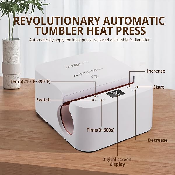 HTVRONT AUTO TUMBLER HEAT PRESS MACHINE – MUG HEAT PRESS HEAT UP FAST & EVEN, PROFESSIONAL TUMBLER PRESS HIGH-SECURITY FOR 2.9″-3.2″ SUBLIMATION TUMBLERS, CUPS, GLASSES AND MUGS, WHITE