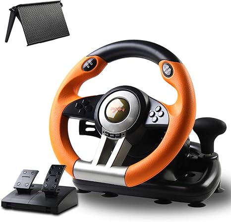 Game Racing Wheel Pxn V3ii 180 Competition Racing Steering Wheel With Universal Usb Port And With Pedal Suitable For Pc Ps3 Ps4 Xbox One Nintendo Switch Orange Amazon Co Uk Pc Video Games
