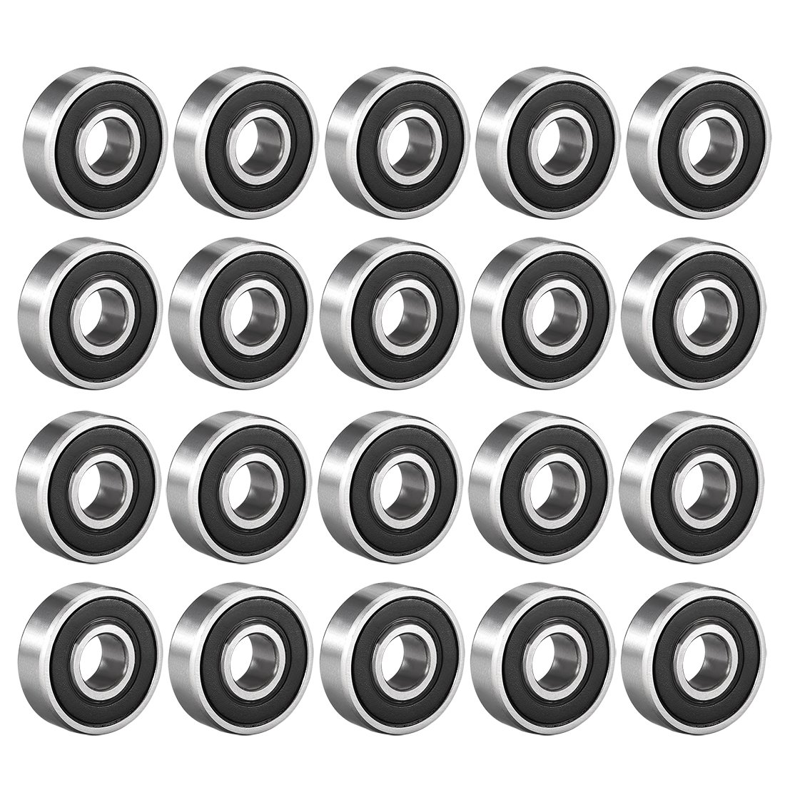 sourcing map 608-2RS Deep Groove Ball Bearing Double Rubber Sealed 180016 8mm X 22mm X 7mm High Carbon Steel Z1 Bearings (Pack Of 20)