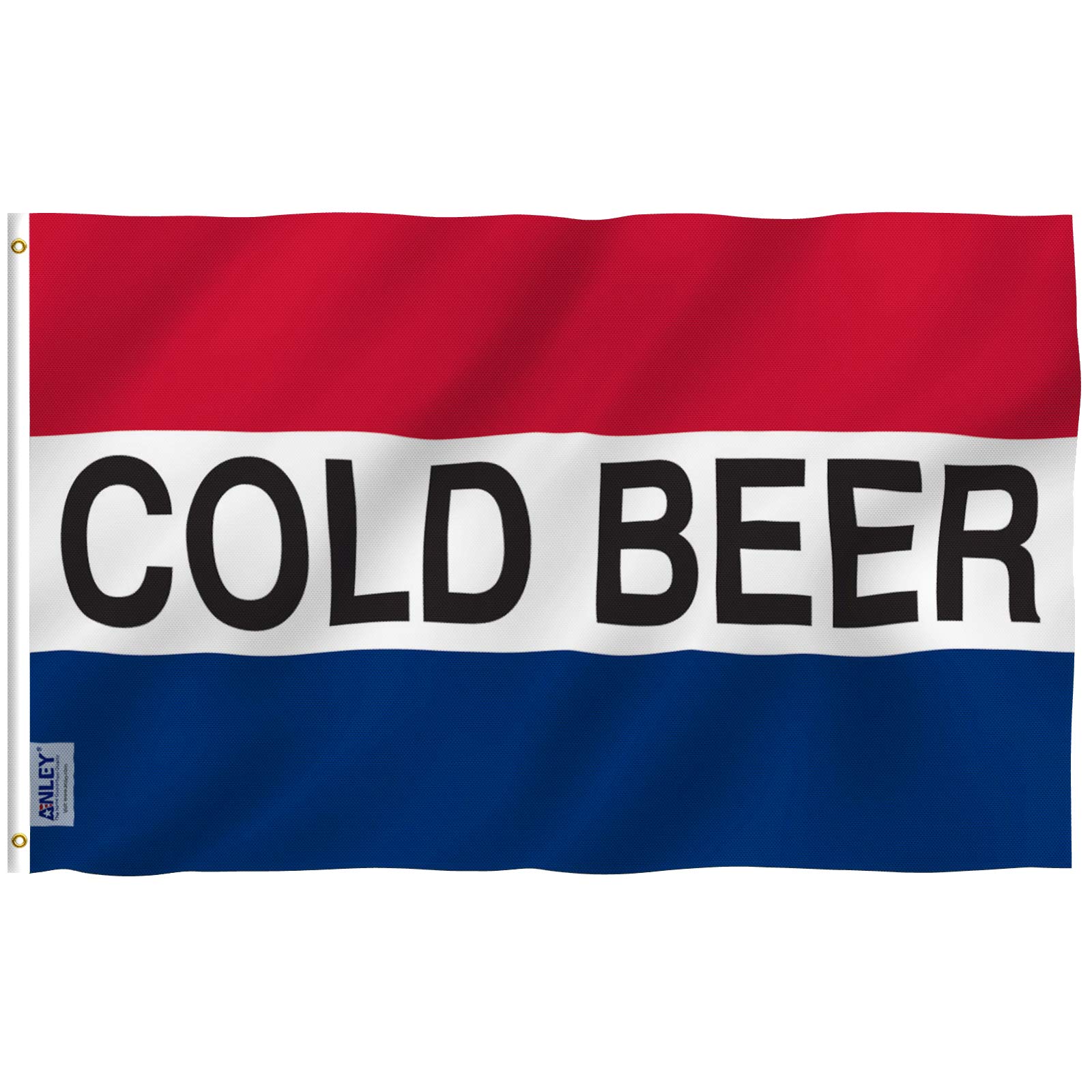 Anley Fly Breeze 3x5 Foot (90 X 150cm) Cold Beer Flag - Vivid Color and UV Fade Resistant - Canvas Header and Double Stitched - Advertising Beer Flags Polyester with Brass Grommets 3 X 5 Ft