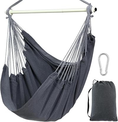 Ohuhu Hanging Chair Cotton Hammock Chair XL 150kg Dark Grey