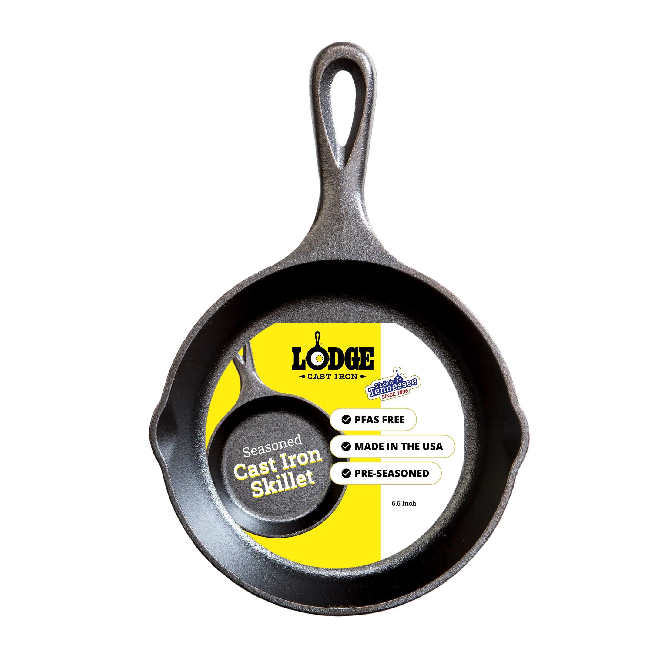 Lodge 16.51 cm / 6.5 inch Pre-Seasoned Cast Iron Round Skillet/Frying Pan