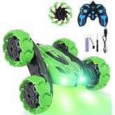 Osorantis RC Stunt Car, 360&deg; Flips &amp; Double-Sided Remote Control Truck with LED Lights, 2.4GHz High Speed All Terrain Off-Road Toy Car, Gift for Boys Girls Kids Ages 6-12 (Green)