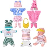 Halloscume 4 Set 6-7 Inch Doll Clothes Reborn Baby Dolls Clothes Costumes Outfits Christmas Birthday Gift Cute Pretend Doll Outfits, Dress up Accessories, No Dolls (Summer)