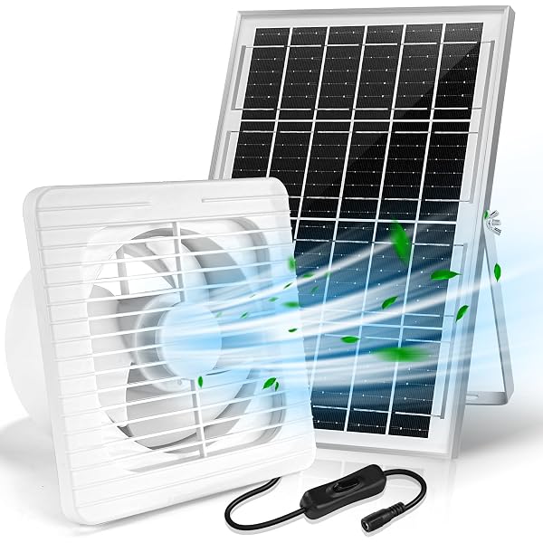 Amazon.com : Solar Powered Exhaust Fan, 15W Solar Panel with 6 Solar  Brushless Fan for Outside, Shed Ventilation, Greenhouse, Chicken Coop, Pet  Houses, Garage : Patio, Lawn u0026 Garden