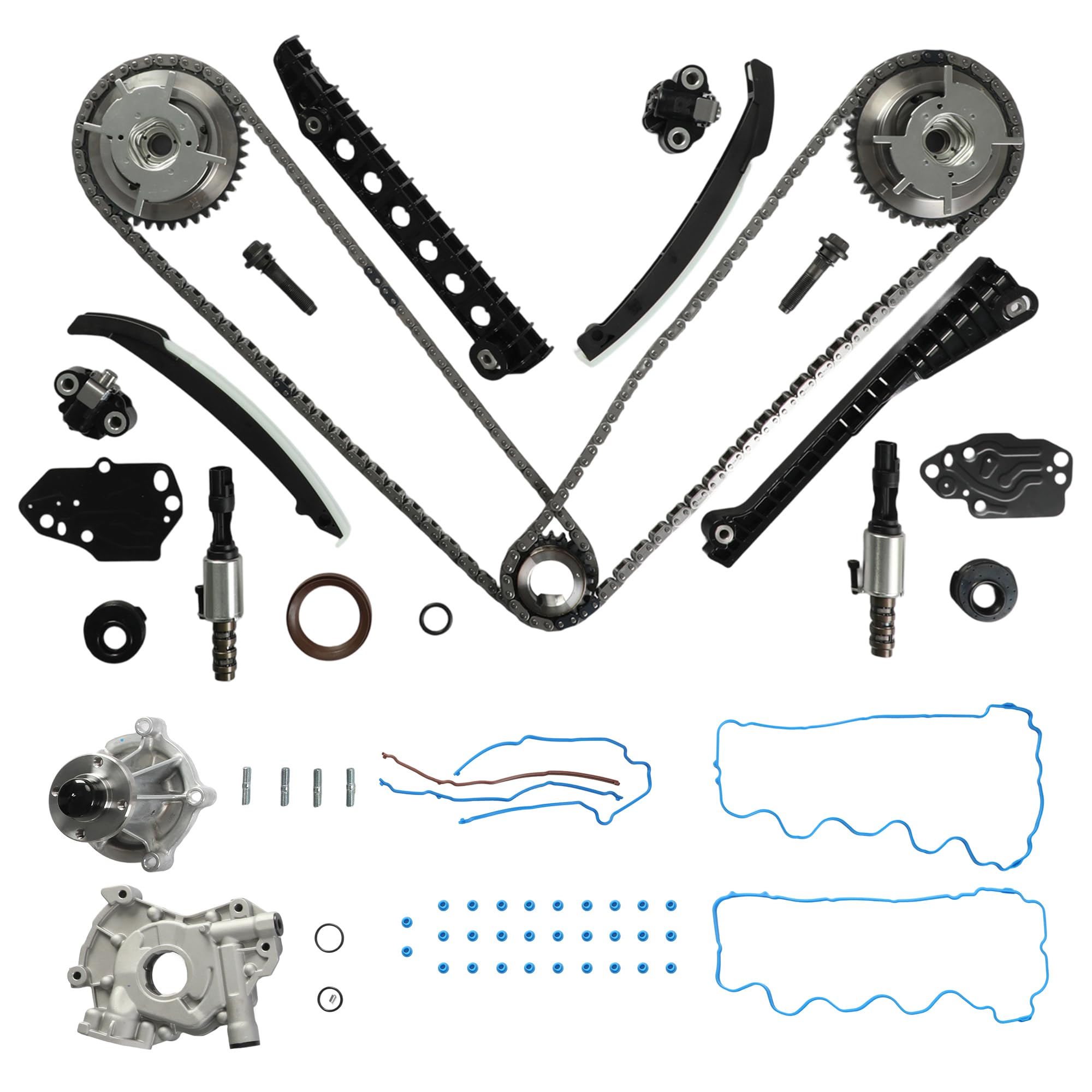 Photo 1 of *** MORE THAN HEAVILY USED / HAS DAMAGES*** 5.4 Timing Chain Kit w/Oil & Water Pump Cam Phaser Tensioner VVT Valves Fit For Ford Expedition F150 F250 F350 2004-2010 Lincoln Mark LT Navigator 5.4 3V Triton V8 Engine 2005–2013 3R2Z-6A257-DA