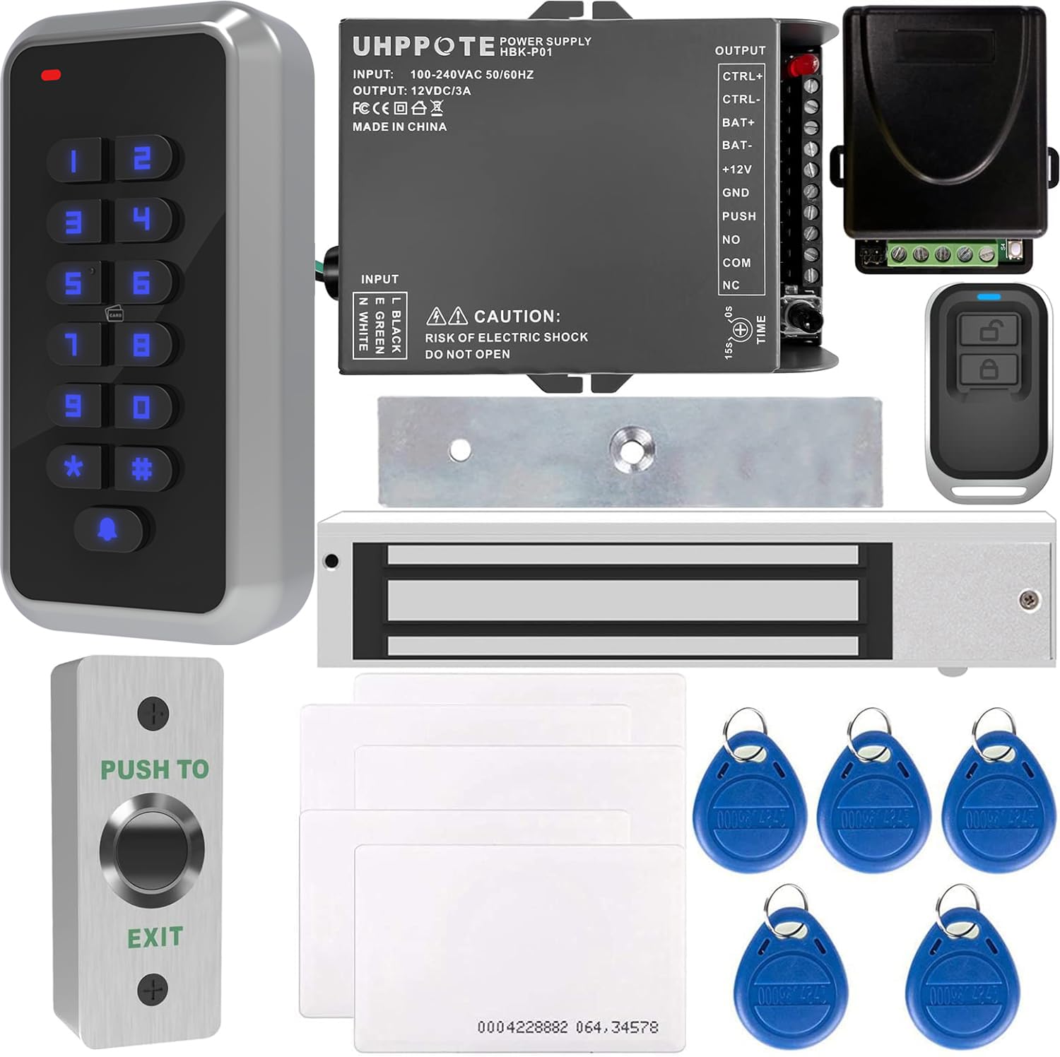 UHPPOTE Access Control System with 600lb Holding Force Electromagnetic Lock for Outswinging Door