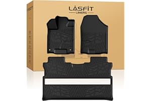 LASFIT Floor Mats for Honda Ridgeline 2026 2025 2024 2023-2017 Crew Cab, All Weather Protection TPE Non-Slip Custom Fit Automotive Accessories Floor Liners 1st & 2nd Row, Black