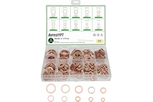 AVRESTYPT 235 Pcs Copper Sealing Crush Metric Washer Assortment Kit Flat Ring Oil Drain Plug Seal Gasket Set Banjo Bolt Washer 10 Sizes M5 M6 M8 M10 M12 M14 M16 for Automotive Motorcycles