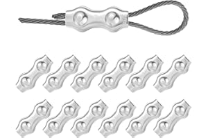 TEAAHA 12PCS Cable Clamps 1/8 Inches Wire Clamp M3 Stainless Steel Wire Rope Clips, M3 Duplex Double Bolt Cable Clamps for 1/8" Wires Rope