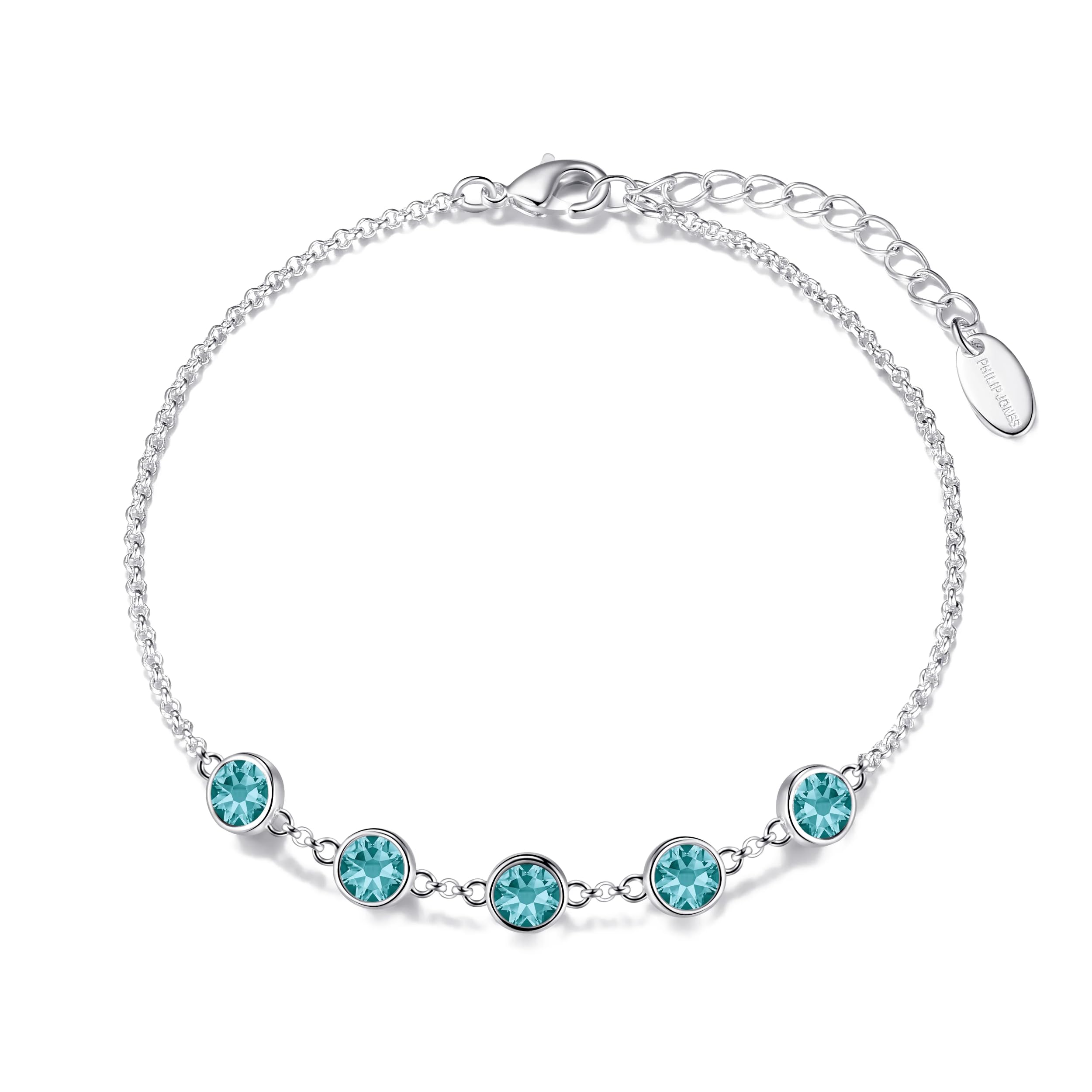 Philip Jones Blue Crystal Chain Bracelet Created with Zircondia® Crystals