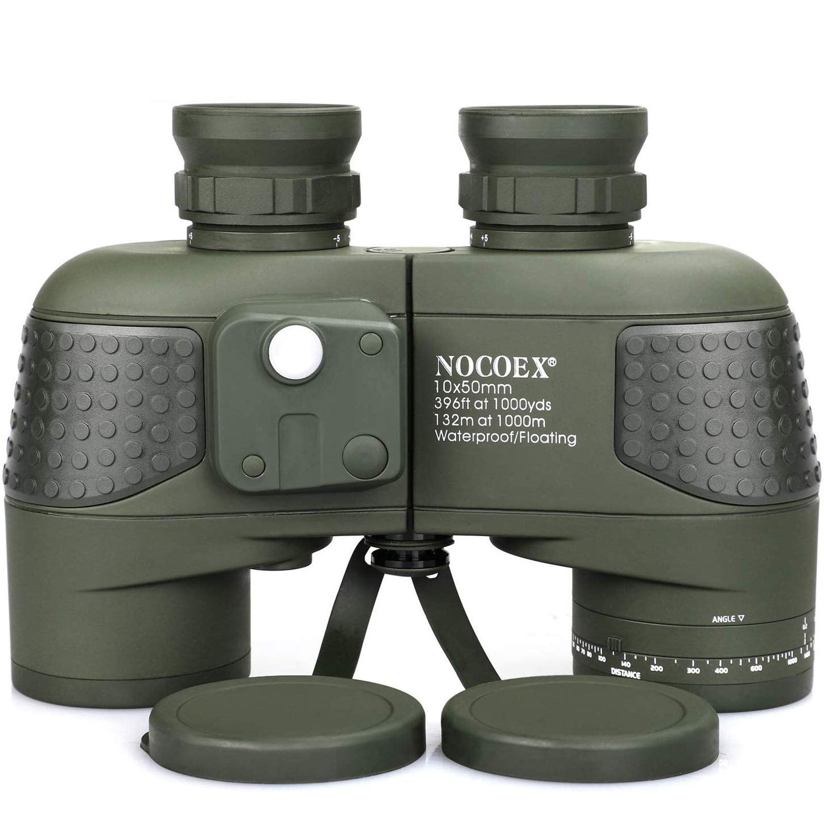 NOCOEX 10x50 Marine Binoculars,Binoculars Waterproof with Rangefinder Compass BAK4 Prism FMC Lens Fogproof for Navigation Boating Fishing Water Sports Hunting