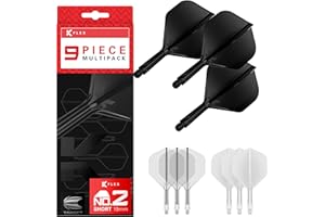 Target Darts K-Flex Integrated Dart Flights and Shafts, Kflex 9 Pack Bundle, Multipack - K Flex 3 Colours | Black, White, Cle