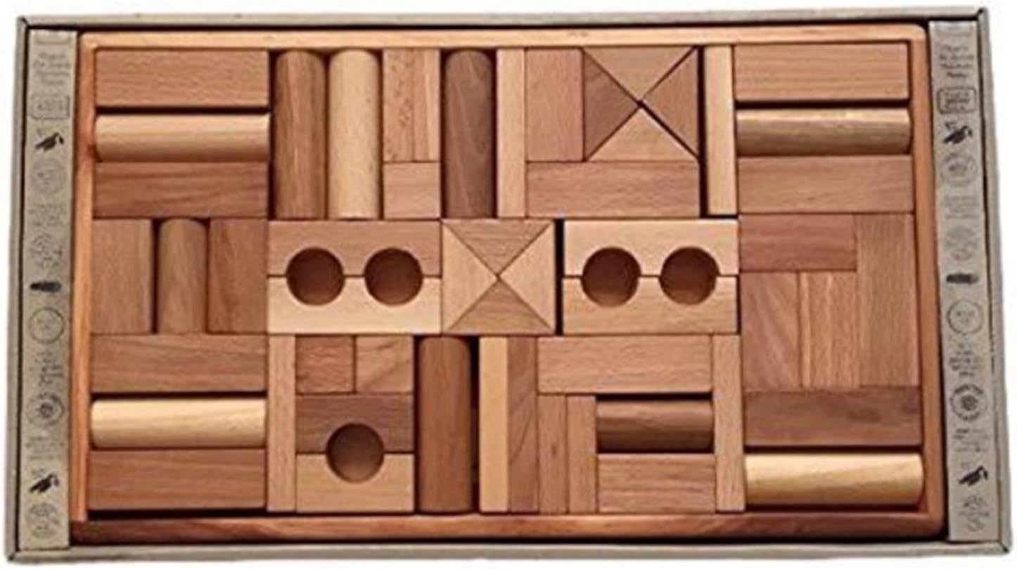 Wooden Story Natural Blocks 54 Pieces Building Toys Stacking Blocks