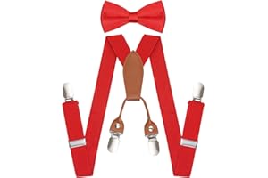 Topbuti Kids Boys Suspenders Bowtie Sets Adjustable Suspenders and Pre-tied Bow Tie with 4 Strong Metal Clips for Boys Girls