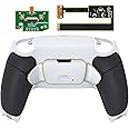 eXtremeRate Black Rubberized Grip Programable RISE 2.0 Remap Kit for PS5 Controller BDM-010 BDM-020 Models, Custom Upgrade Board & White Redesigned Back Shell & Back Buttons Set for PS5 Controller