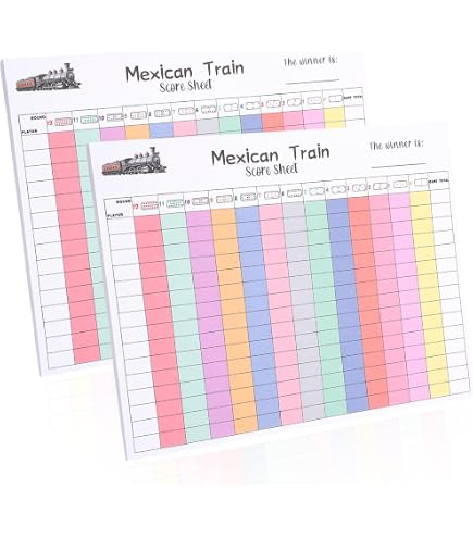 Lot de 50 feuilles de score de train mexicain, feuilles colorées avec reliure en spirale, accessoires pour jeu de train mexicain, bloc-notes pour soirées de jeu en famille