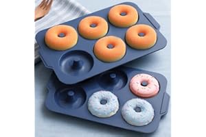 Vnray Nonstick Silicone Donut Pan: 3.5 Inch Doughnut Pan with Metal Frame - Silicone Donut Molds for Baking Gluten Free Glaze