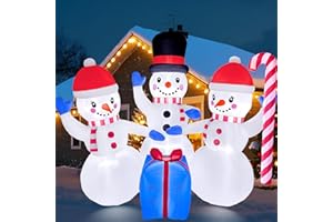 GIGLIM 6FT Christmas Inflatable Snowman Family 6FT 3 Snowman Family Christmas Inflatables Outdoor Decoration Xmas Snowman Blow Up Decor with Built-in 7 LED for Yard Garden Lawn(with Storage Bag)