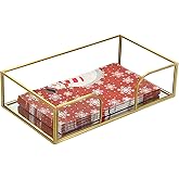 Sumnacon Bathroom Guest Towel Holder - Rectangle Glass Napkin Holder for Guest Hand Towels Paper Napkins, Decorative Napkin Holder Tray for Bathroom Vanity Toilet Tank Table Kitchen Countertop, Gold