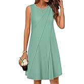 MEROKEETY Women's 2025 Summer Sleeveless Sundress Casual Beach Vacation Crewneck Tank Mini Dress