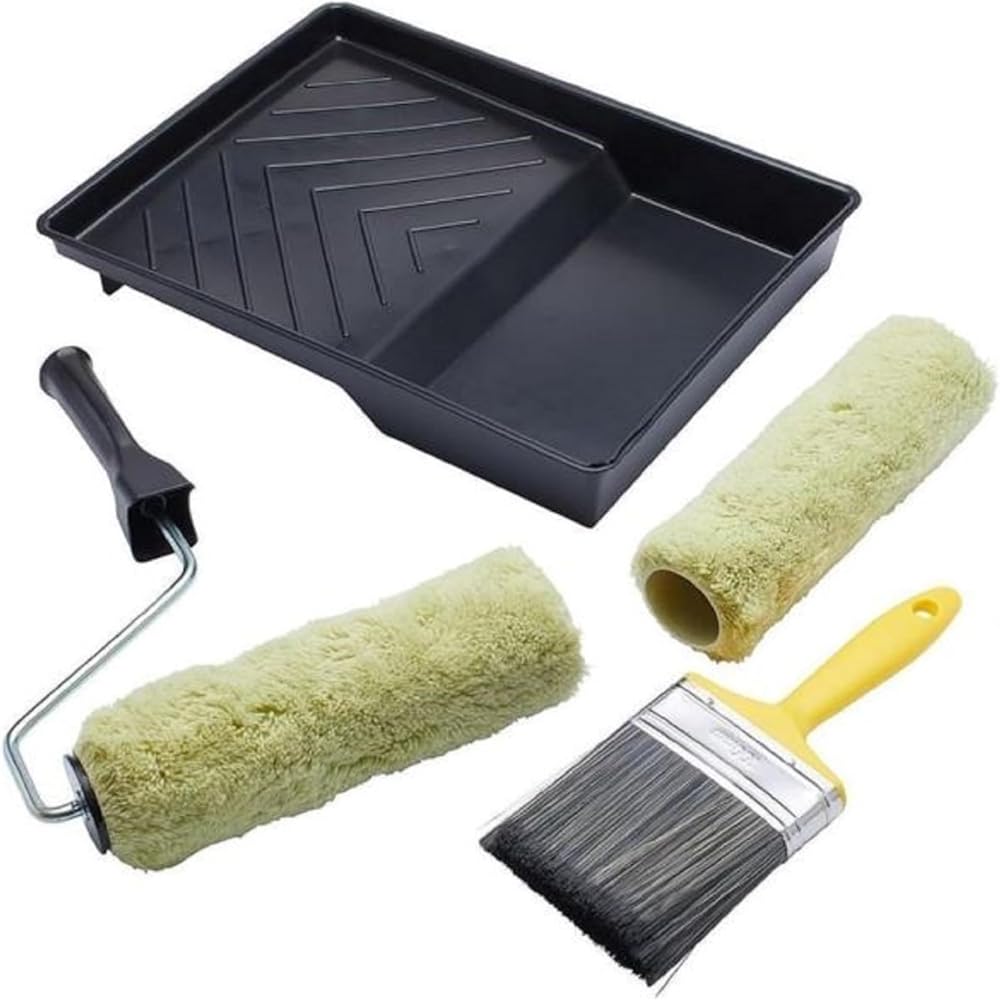 ProDec 9 Inch 5 Piece Masonry Paint Roller Frame Brush Tray Set Heavy Duty