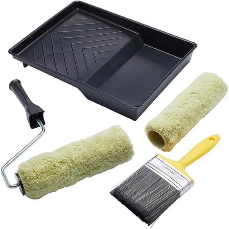 ProDec 9 Inch 5 Piece Masonry Paint Roller Frame Brush Tray Set Heavy Duty