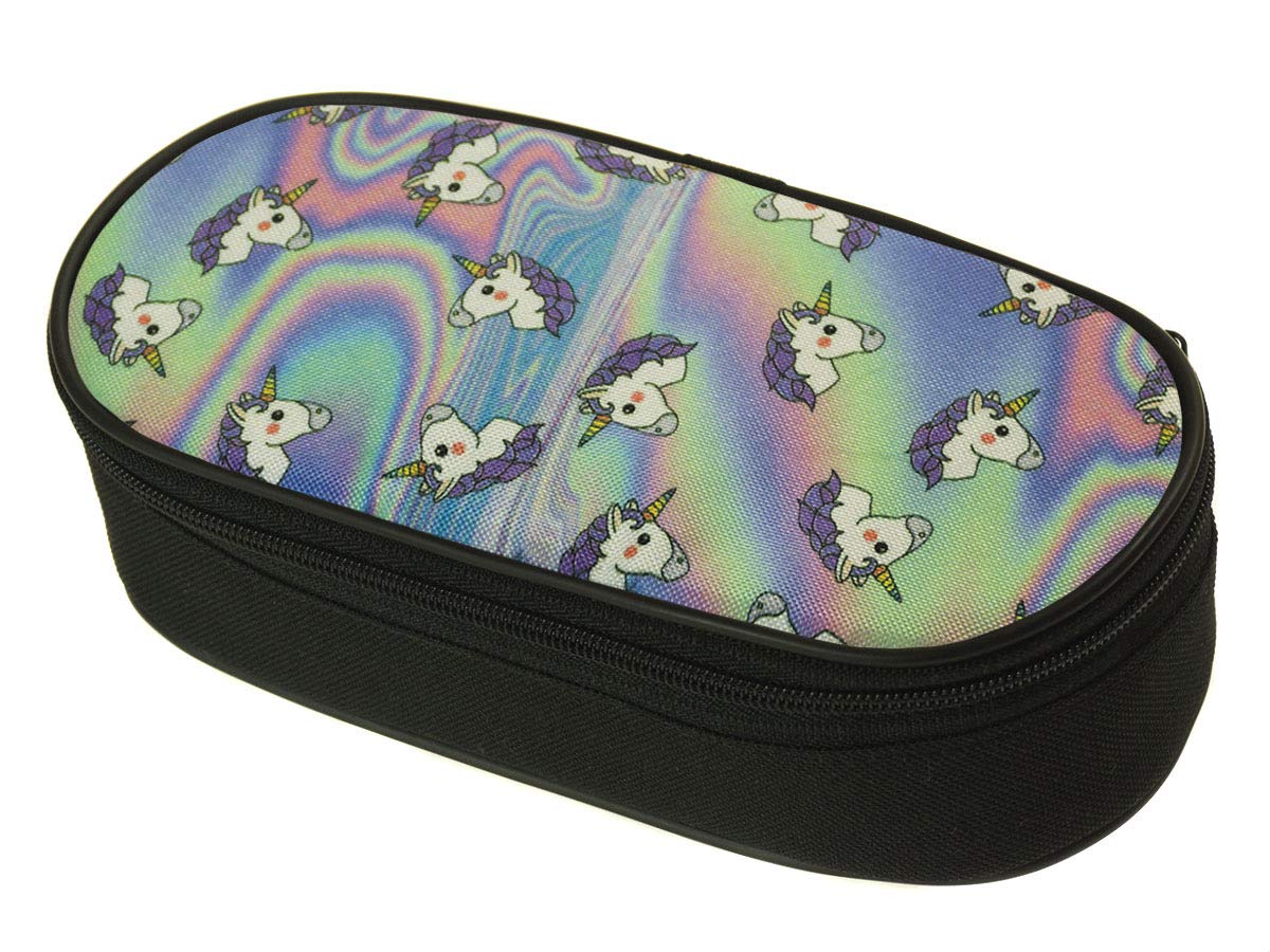 Ferocity Oval Pencil Case Pen Box with Small Organizer Unicorn [086]