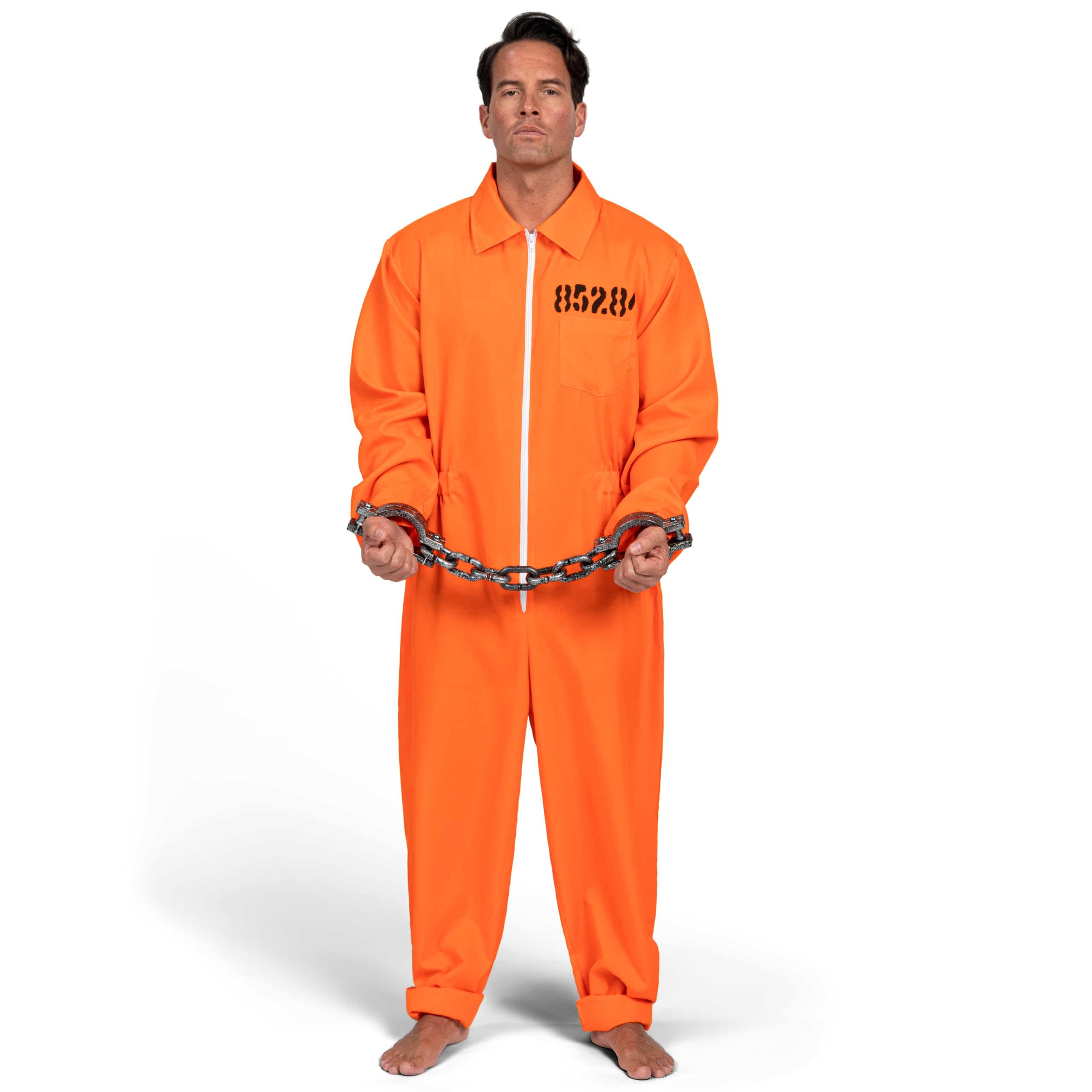 Photo 1 of Spooktacular Creations Orange Jumpsuit, Men Prisoner Costume for Halloween Costume Adult