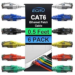 Cat6 Patch Cables 0.5 Foot (6 Pack), Cat 6 Ethernet