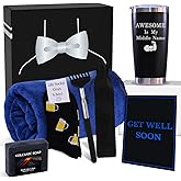 GOLDMUS Get Well Soon Gift Basket Men – Get Well Gifts for Men After Surgery, Recovery Care Package for Him, Thoughtful Feel Better Box with Comfort and Encouragement Set for Hospital or Illness