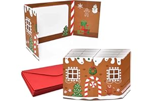 Gift Boutique 36 Pack Christmas Gingerbread House Greeting Cards 5" x 7" Red Envelopes Holiday Greetings Photo Insert Card Mailing Xmas Gifts Supplies