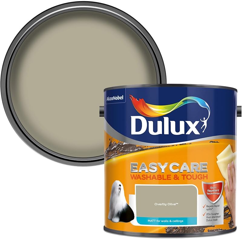 Dulux Easycare Washable Matt Emulsion Paint Walls Ceilings Overtly Olive 2.5L